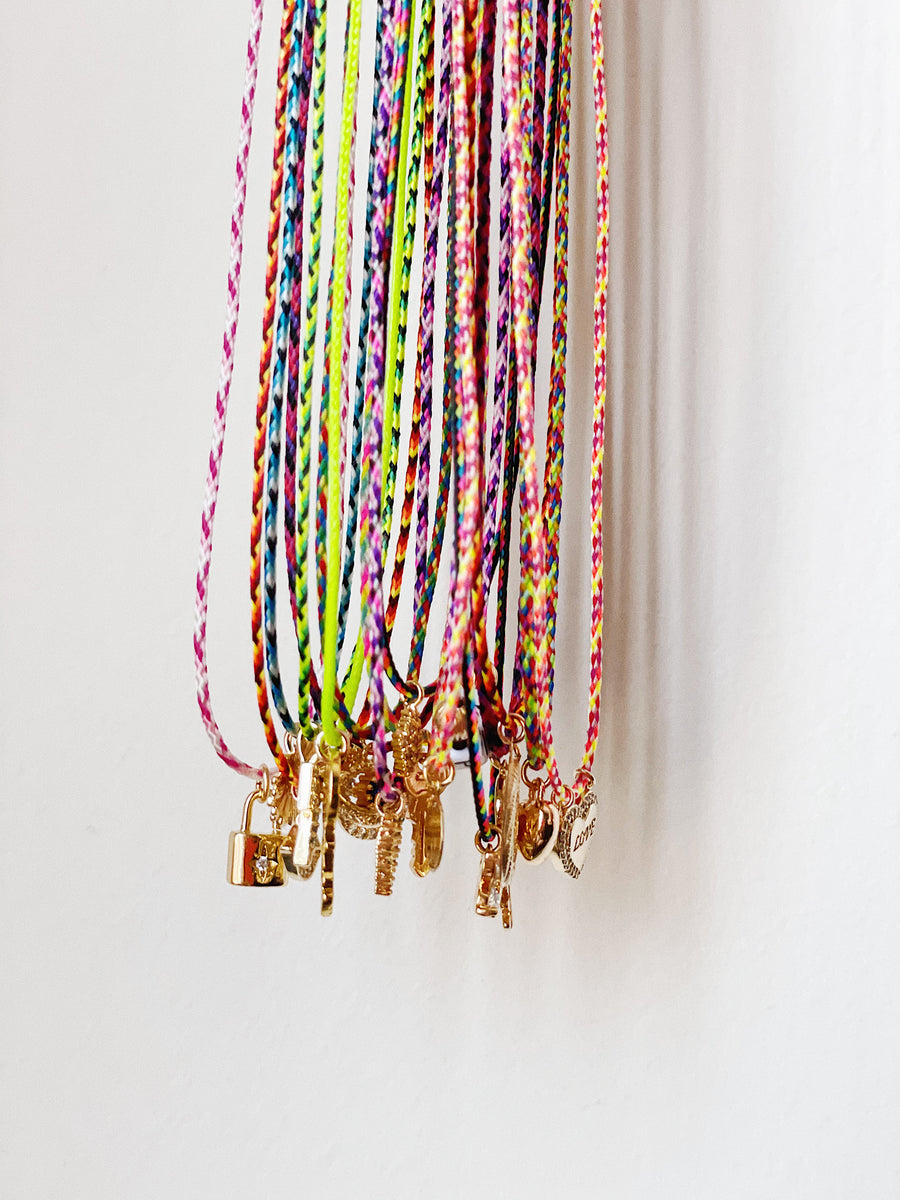 DAINTY NEON CORD CHARM NECKLACE