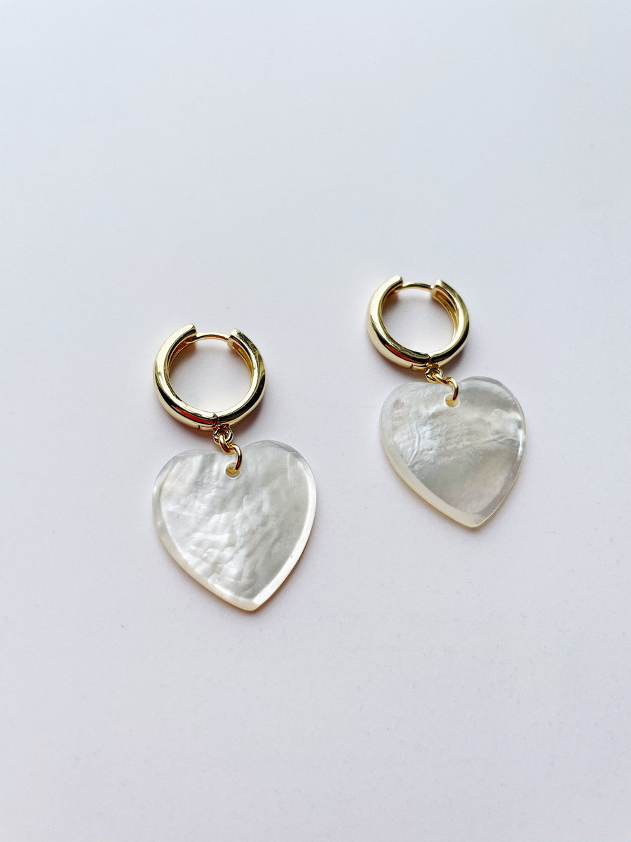 MOTHER OF PEARL HEART HOOPS