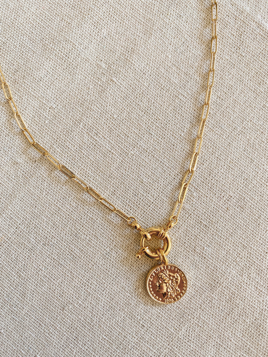 NAUTICAL CLASP + COIN CHAIN NECKLACE
