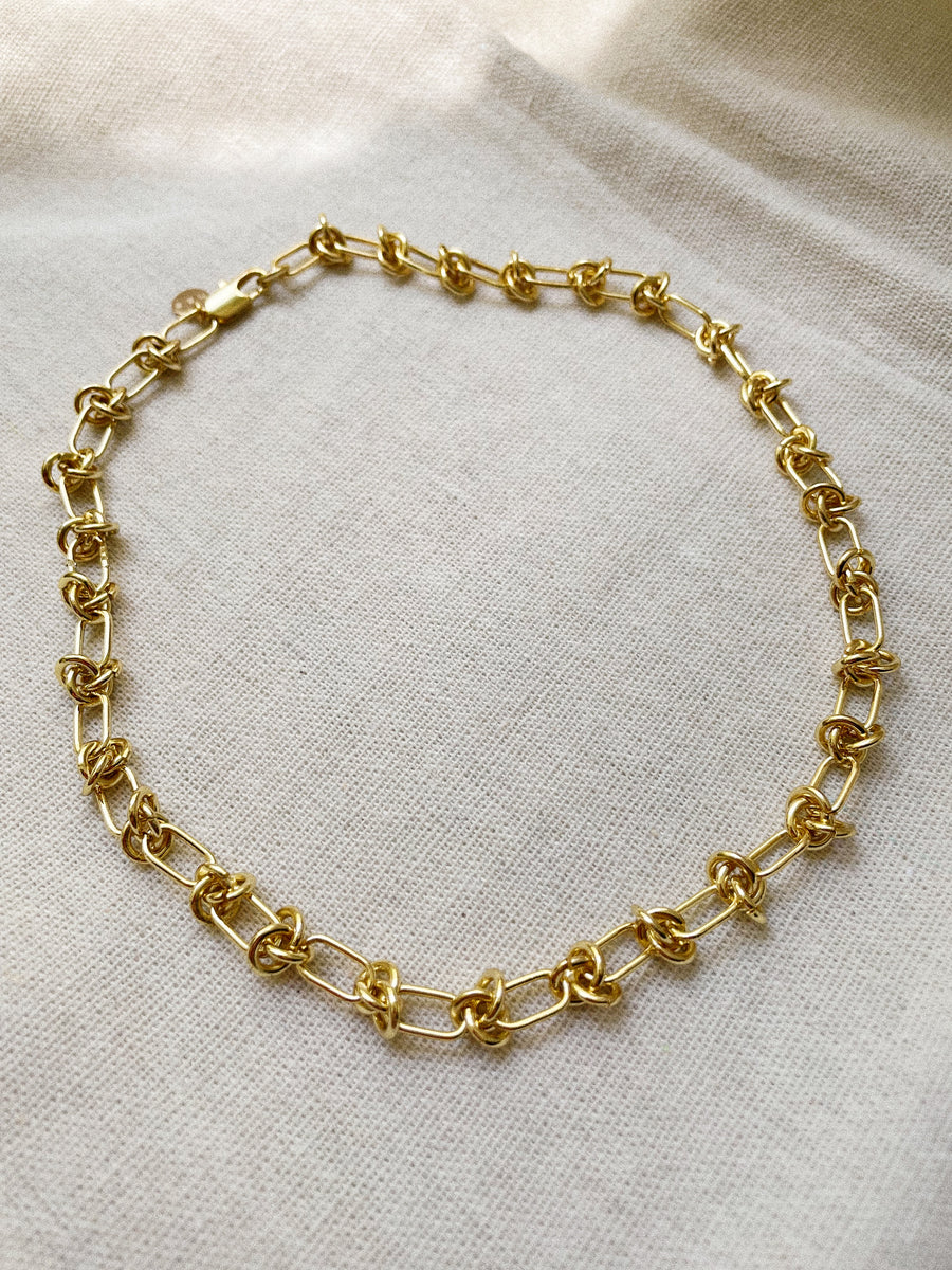 18K KNOTTED CHAIN CHOKER NECKLACE