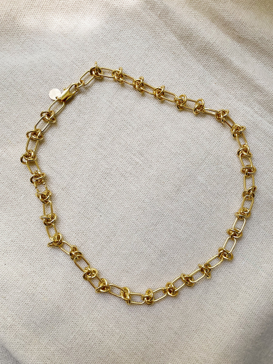 18K KNOTTED CHAIN CHOKER NECKLACE
