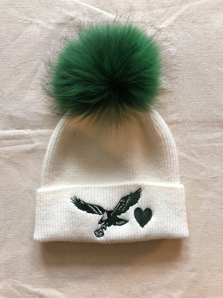 EMBROIDERED EAGLES SINGLE POM - HEART