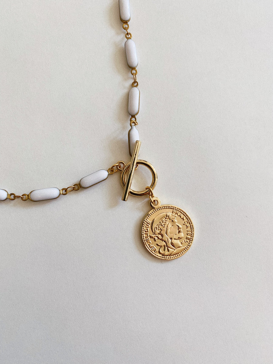 ENAMEL CHAIN AND COIN NECKLACE