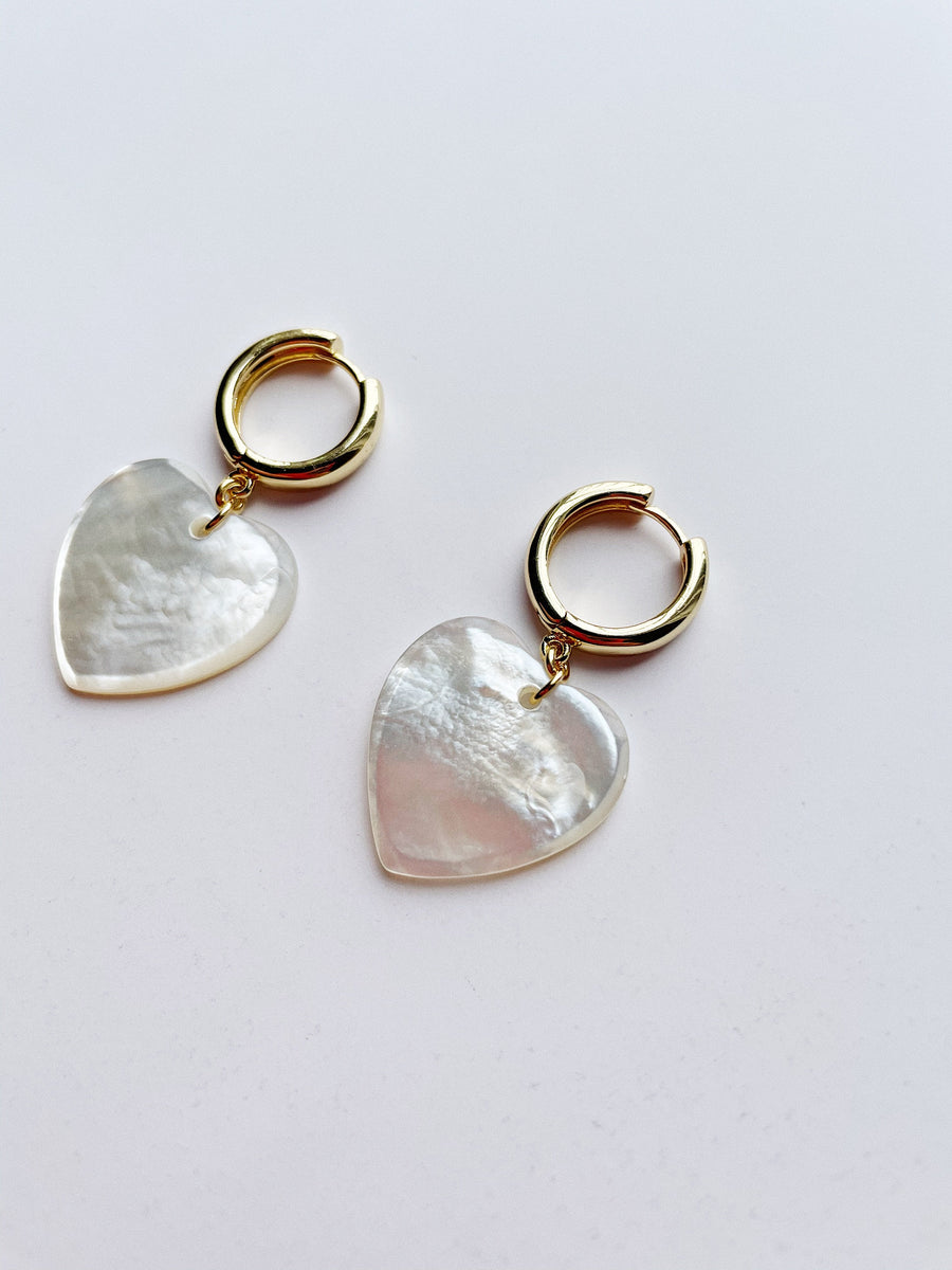 MOTHER OF PEARL HEART HOOPS